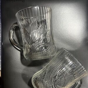 Clear Floral Embossed Glass Mug - Classic Clear